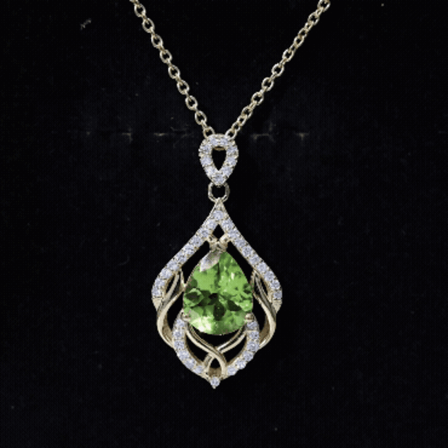 Designer 2.2 Carat Peridot Necklace with Lab Diamond