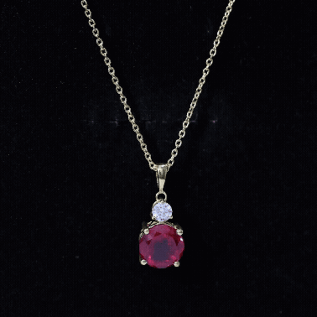 Certified 2.5 Carat Lab Grown Ruby Pendant Necklace with Moissanite