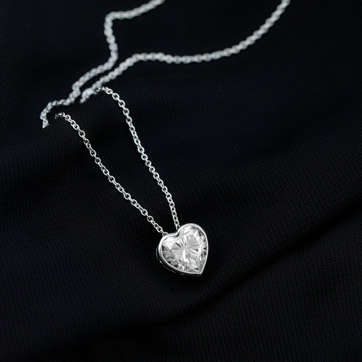 Bezel Set 2 Carat Lab Grown Diamond Heart Locket Necklace for Women