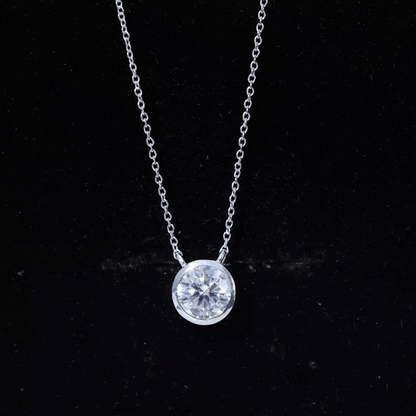 Bezel Set 1.2 Carat Lab Grown Diamond Solitaire Stackable Necklace