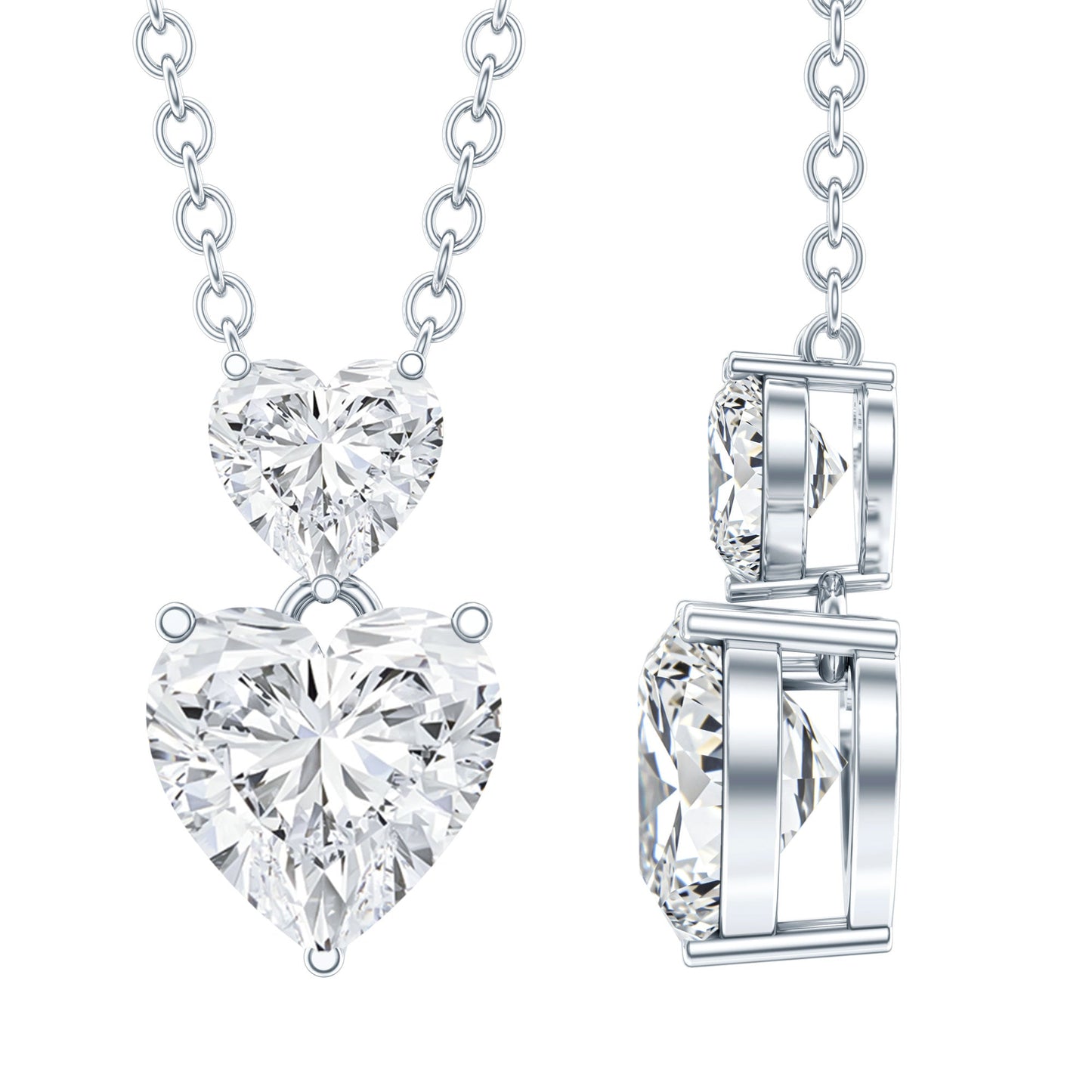 Certified Lab Grown Diamond Double Heart Promise Necklace