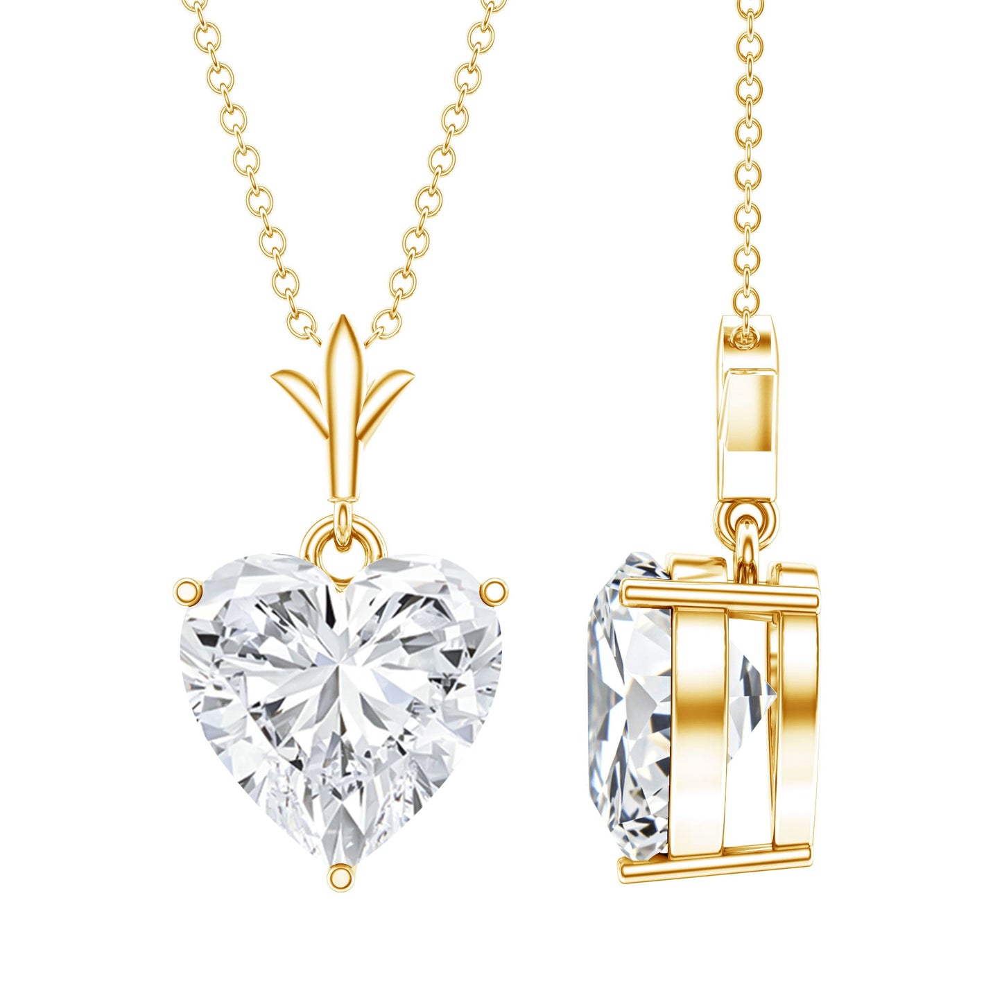Certified 3.4 Carat Moissanite Heart Necklace for Women