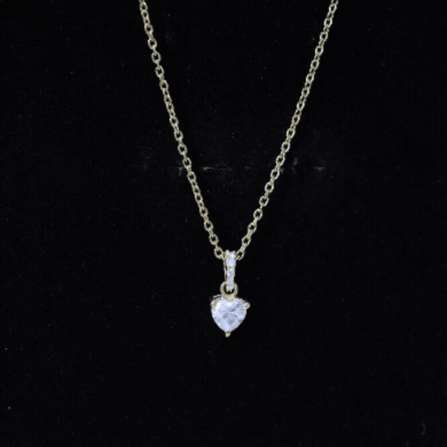 Yellow Gold Plated Silver 0.5 Carat Moissanite Heart Pendant with Chain