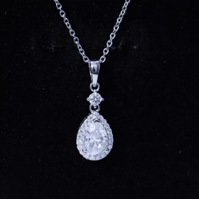 Pear Shaped 1.3 Carat Moissanite Pendant Necklace with Halo