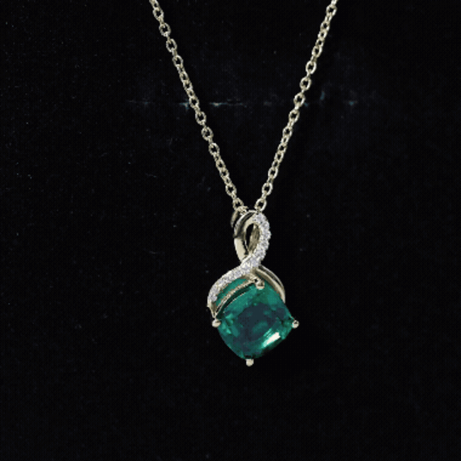 2 Carat Cushion Cut Lab Grown Emerald Infinity Necklace for Women