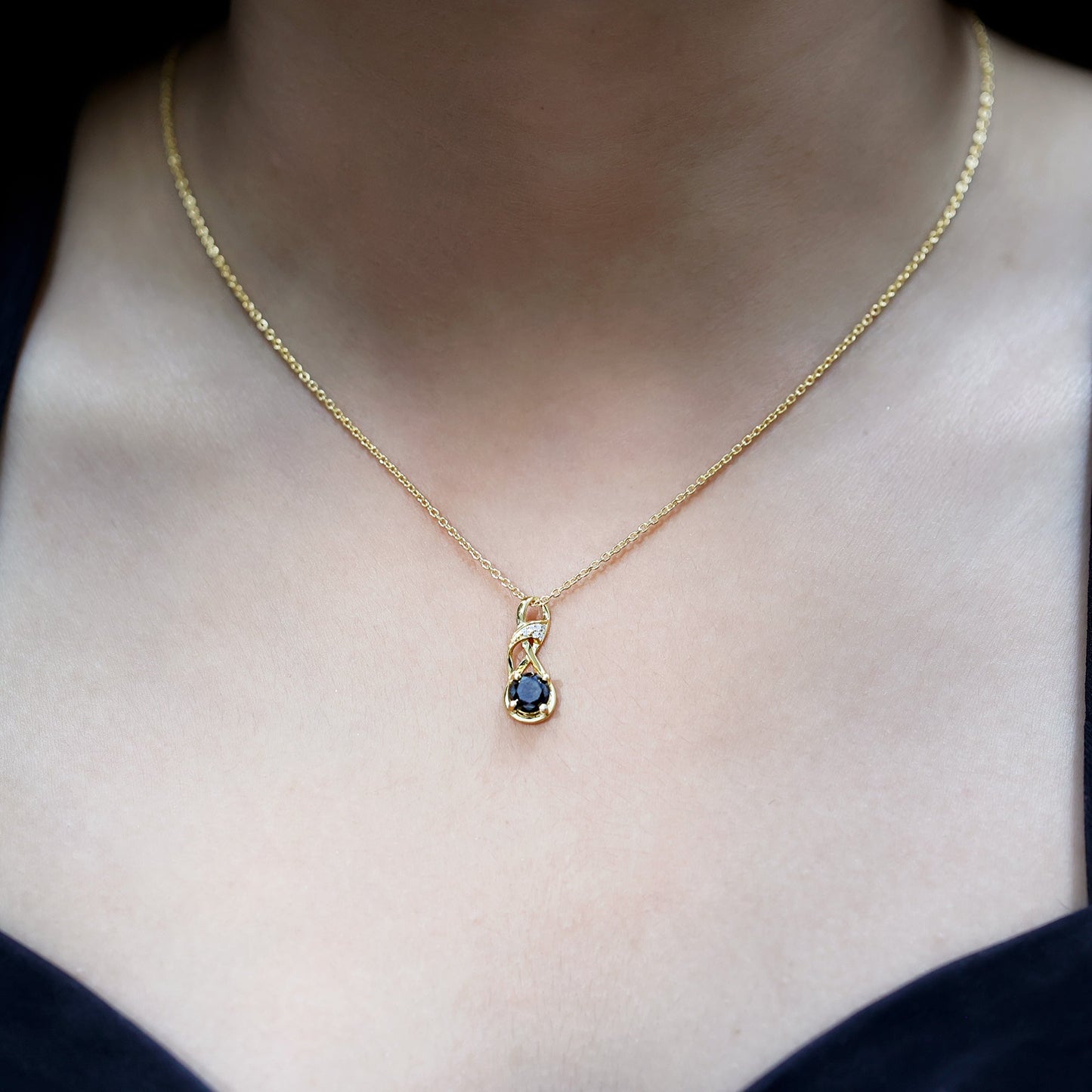 1 Carat Black and White Diamond Infinity Necklace with Silver Chain