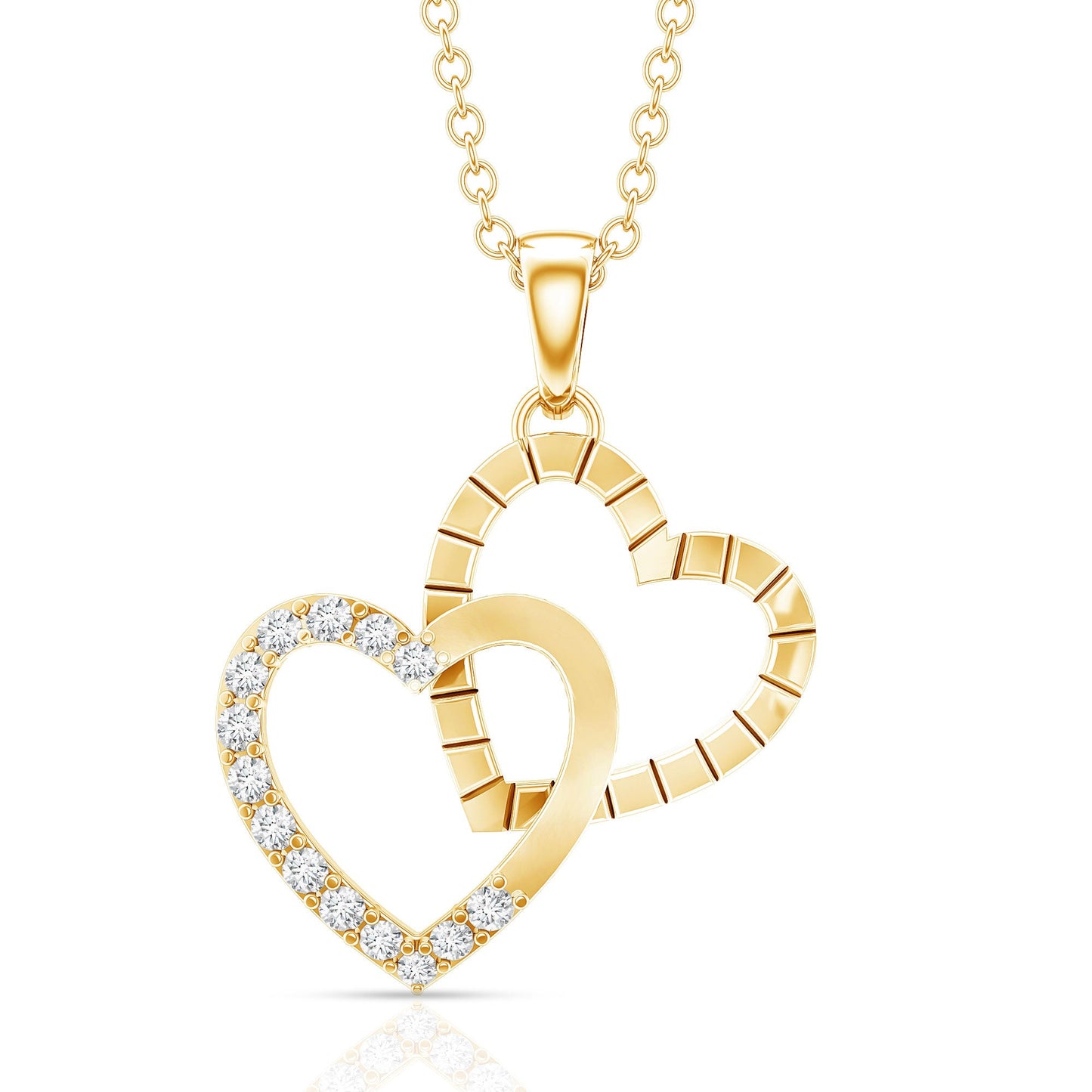 Certified Moissanite Twin Heart Pendant Necklace