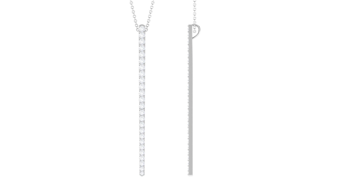 Certified Moissanite Bar Dangle Pendant