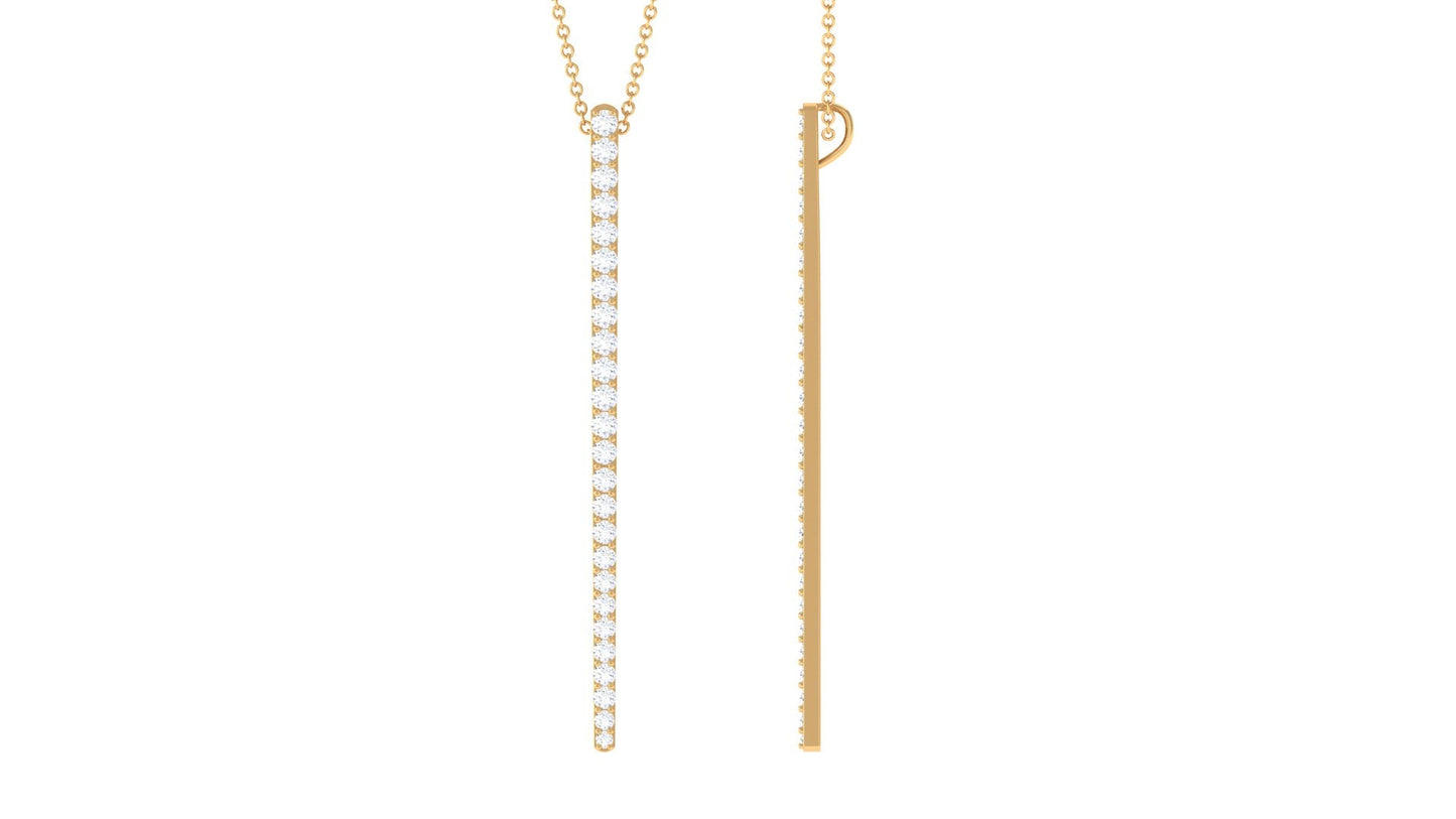 Certified Moissanite Bar Dangle Pendant