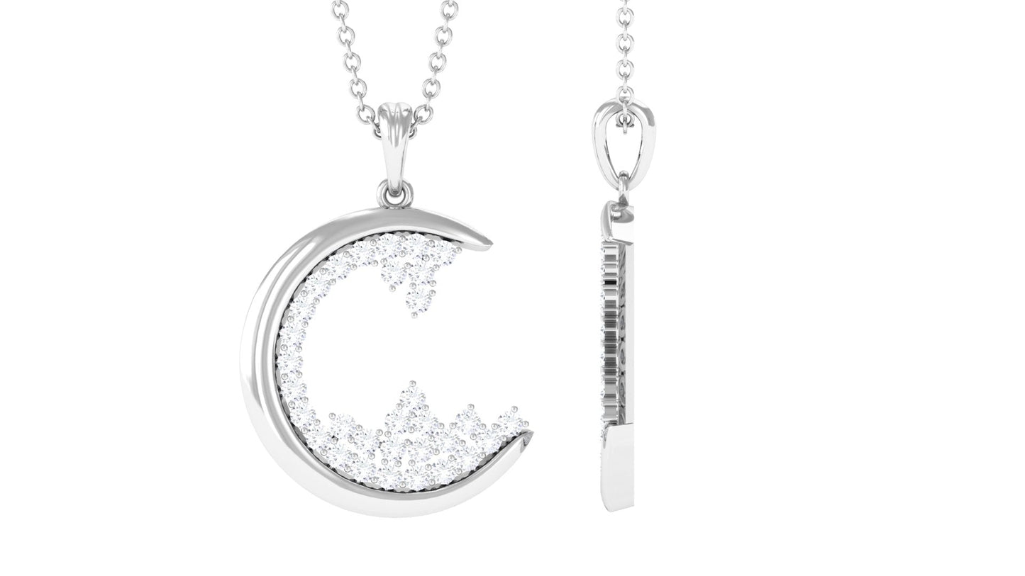 C Initial Necklace with Moissanite Cluster