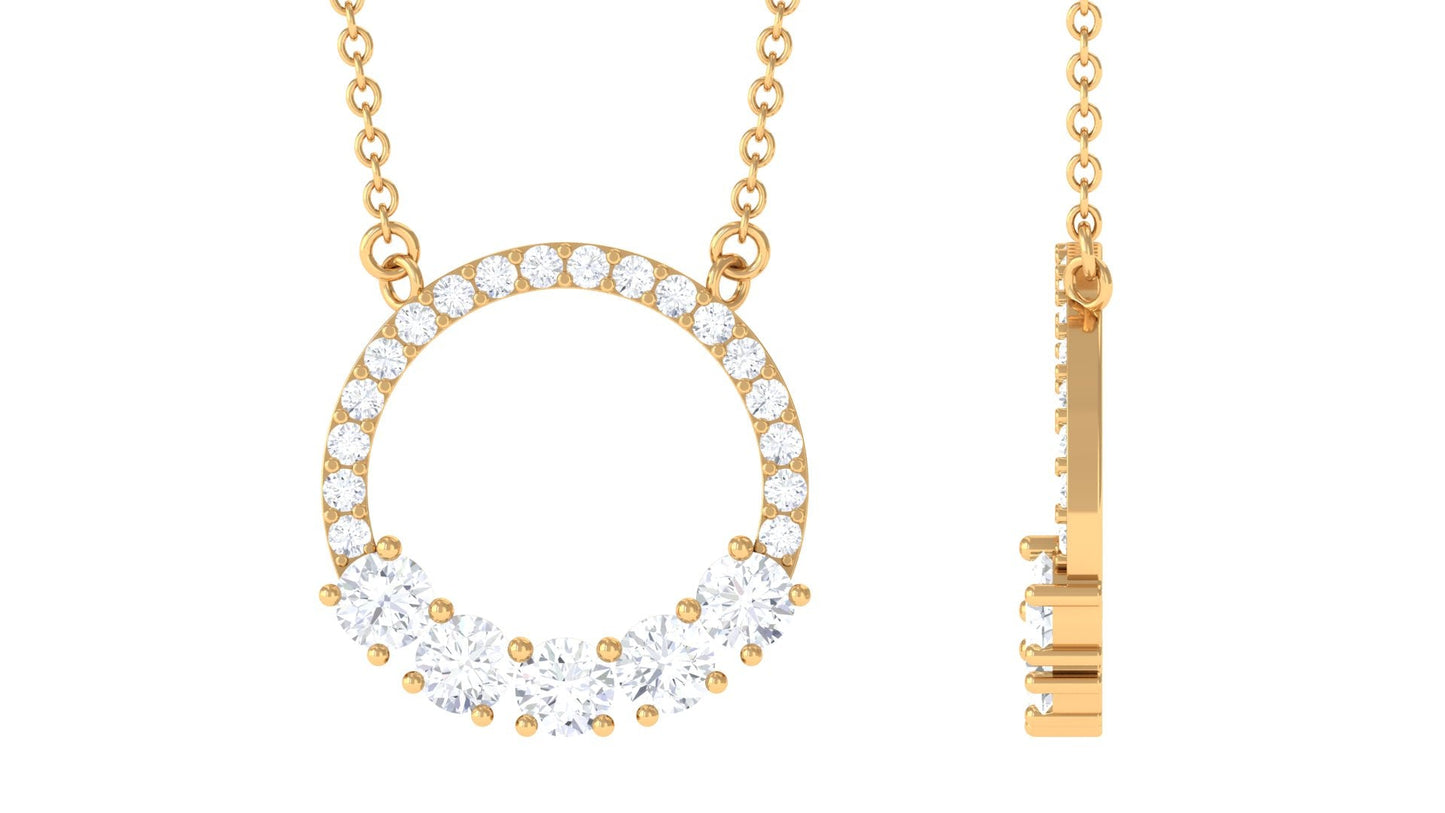 Round Cut Moissanite Open Circle Pendant with Certificate