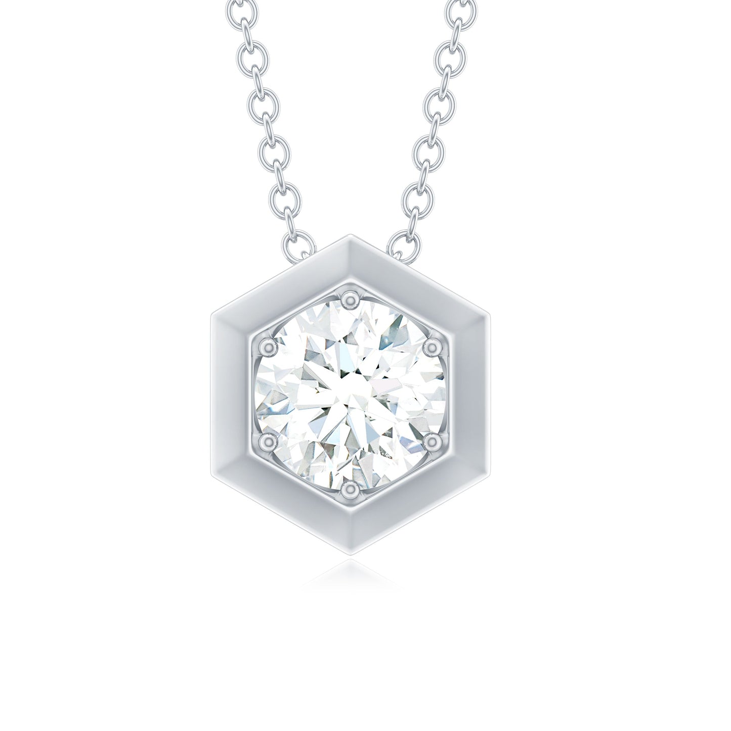 Certified Moissanite Solitaire Hexagonal Pendant