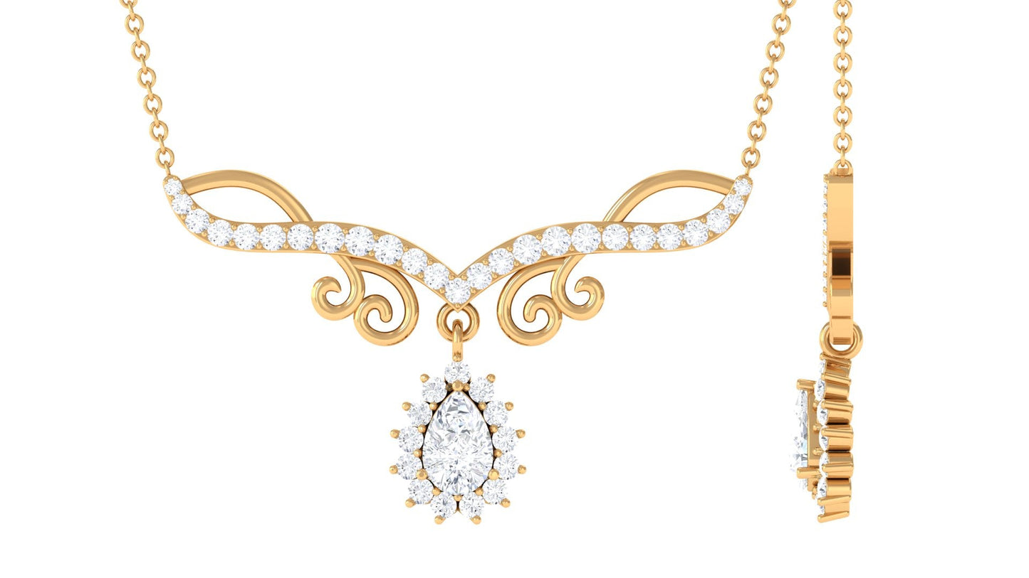 0.7 Carat Pear and Round Shape Moissanite Drop Necklace