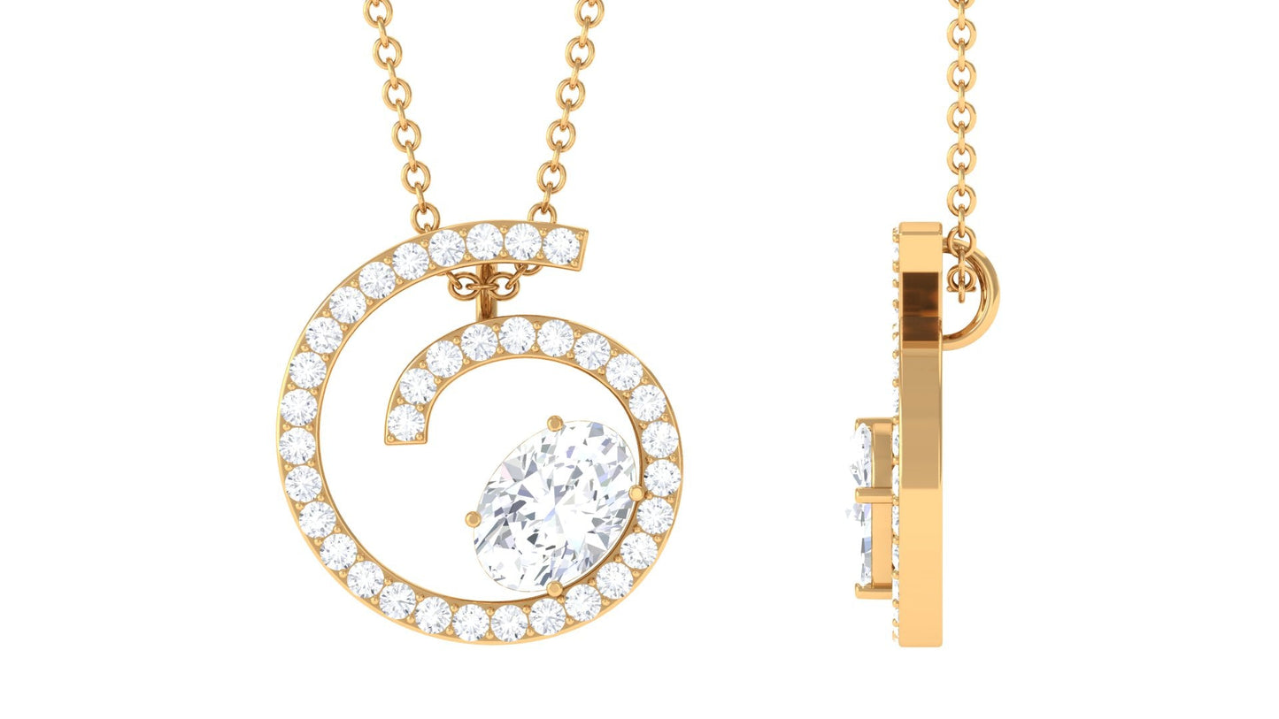 0.9 Carat Contemporary Swirl Pendant with Moissanite