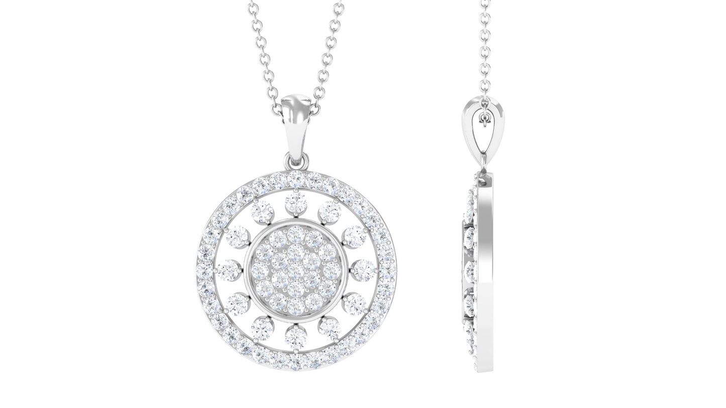 Pave Moissanite Round Vintage Pendant Necklace