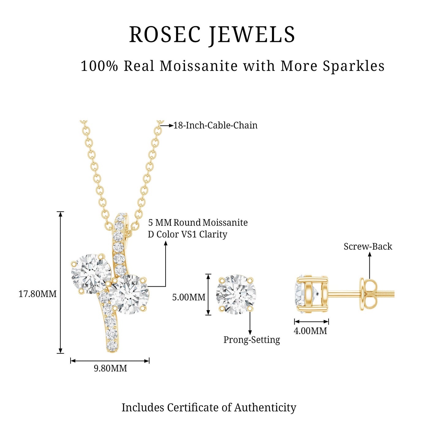 Certified Moissanite Minimal Jewelry Set