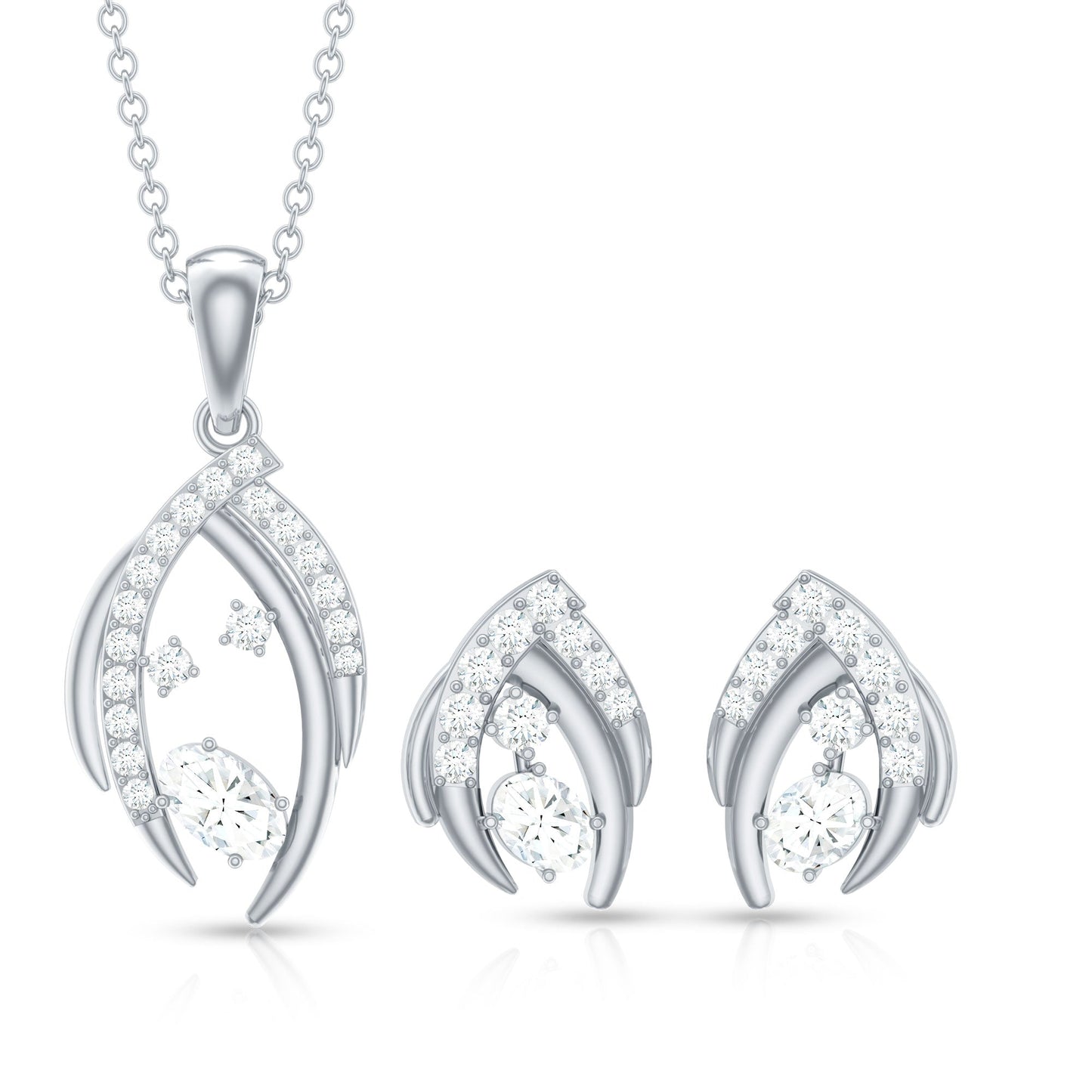 Certified Moissanite Designer Pendant and Earrings Set