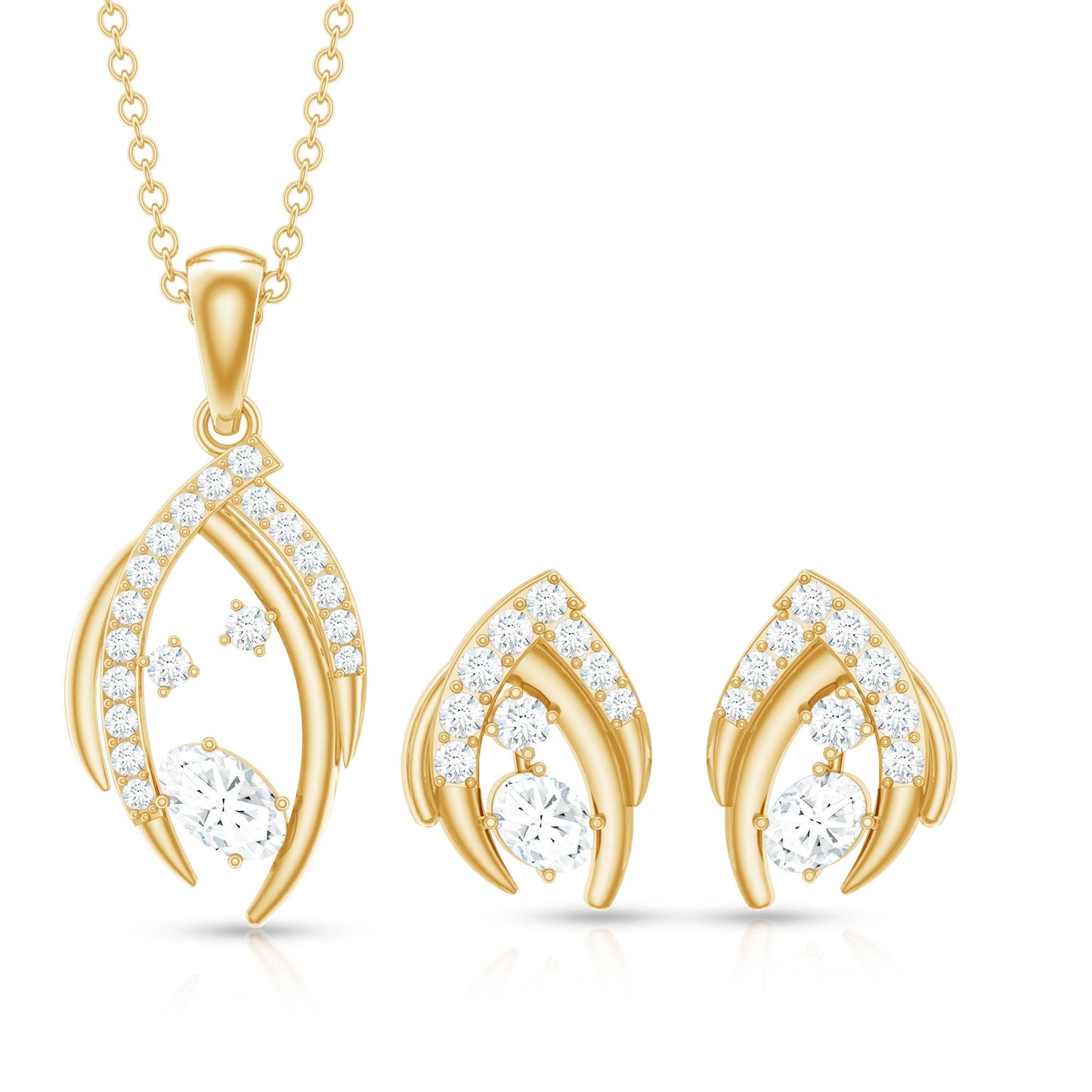 Certified Moissanite Designer Pendant and Earrings Set