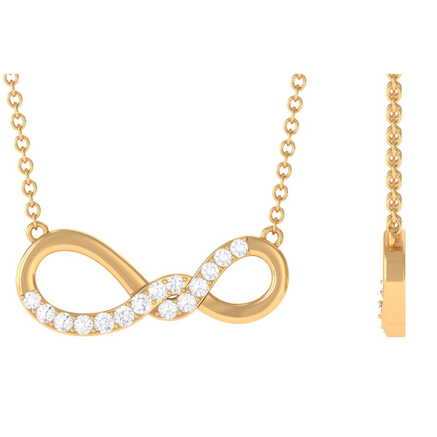 Pave Set Moissanite Twisted Infinity Necklace for Women