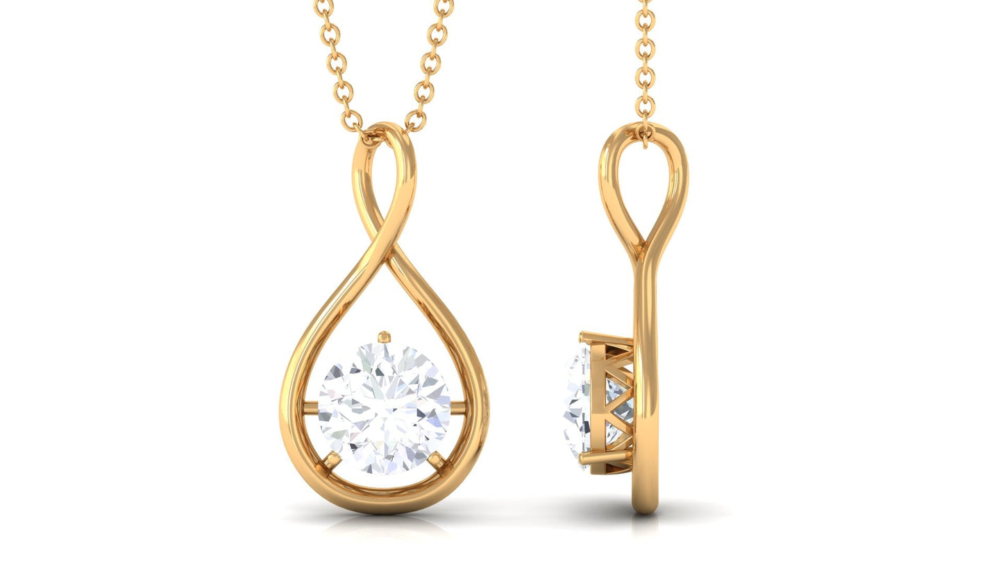 Certified Round Moissanite Solitaire Infinity Pendant