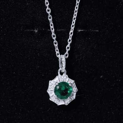 Lab Grown Emerald Moissanite Vintage Inspired Necklace with Chain