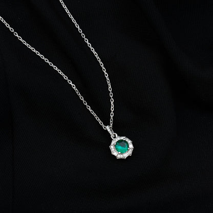 Lab Grown Emerald Moissanite Vintage Inspired Necklace with Chain
