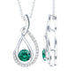 Certified Lab Grown Emerald and Moissanite Teardrop Necklace in Silver