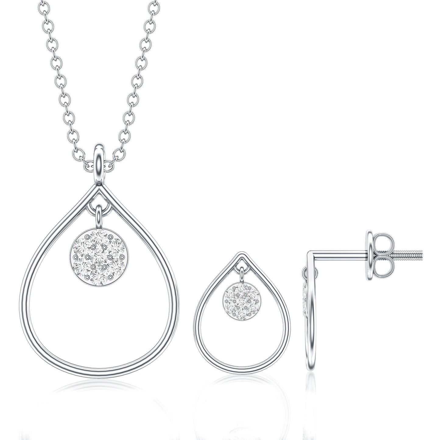 Diamond Wedding Necklace Earring Set for Bride