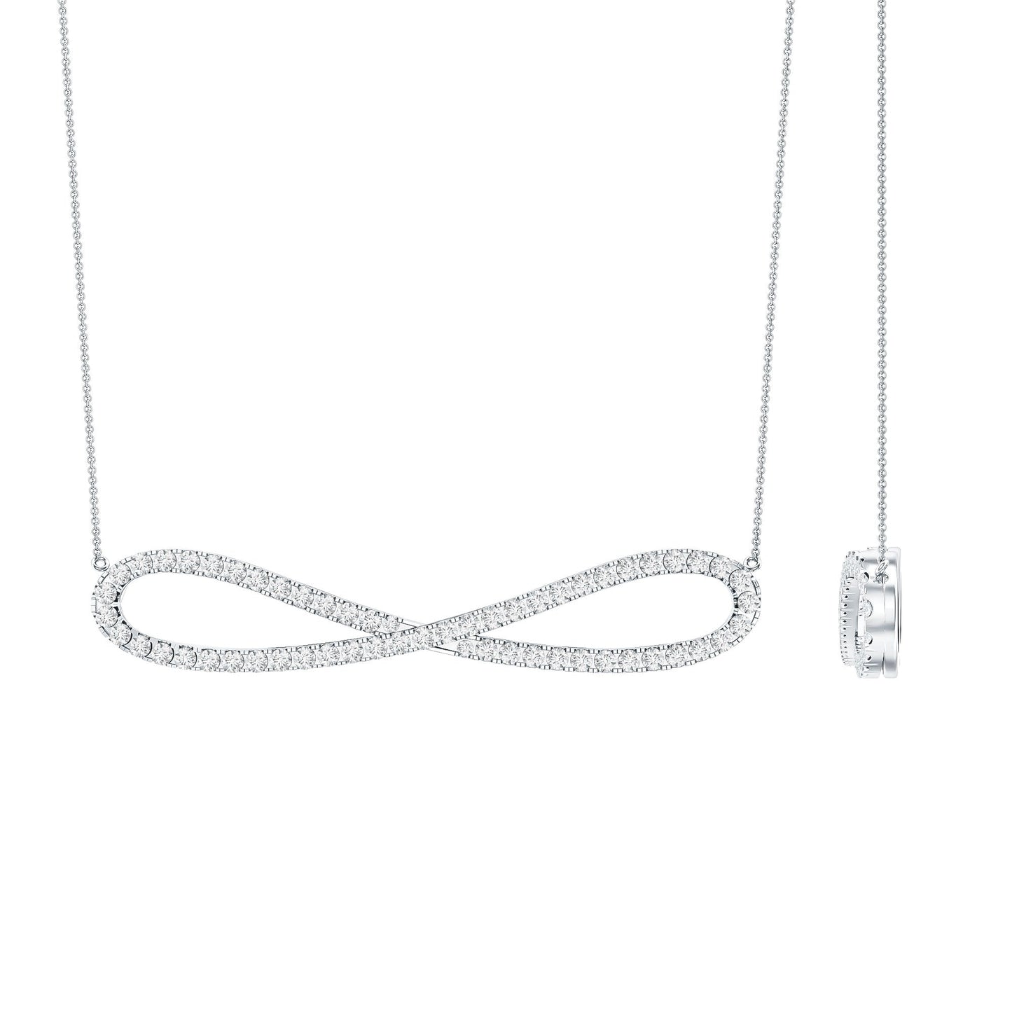 Diamond Sideway Infinity Pendant Necklace