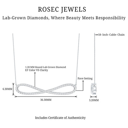 Diamond Sideway Infinity Pendant Necklace