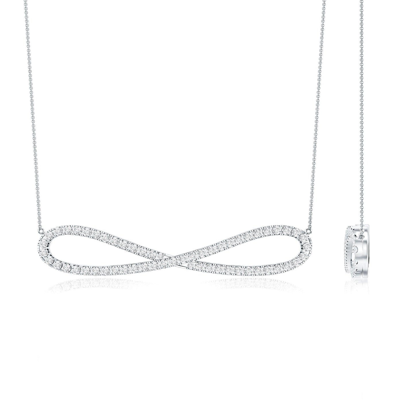 Diamond Sideway Infinity Pendant Necklace