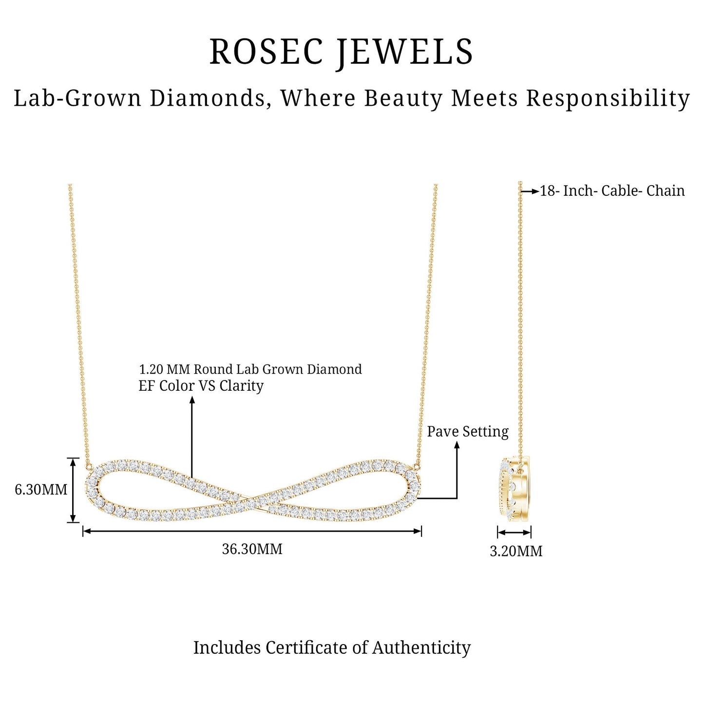 Diamond Sideway Infinity Pendant Necklace