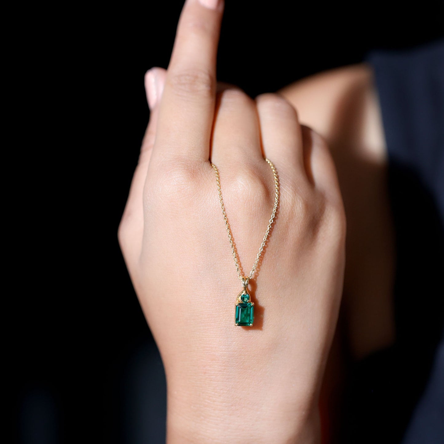 Certified 1.68 Carat Lab Created Emerald Solitaire Necklace