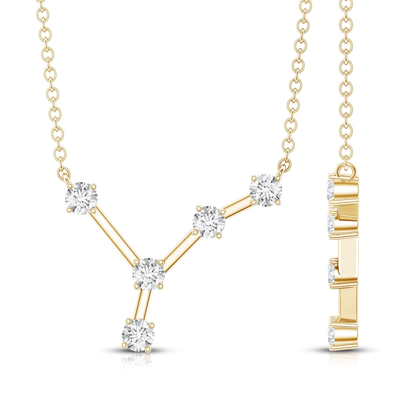 Natural Diamond Zodiac Cancer Constellation Necklace for Women