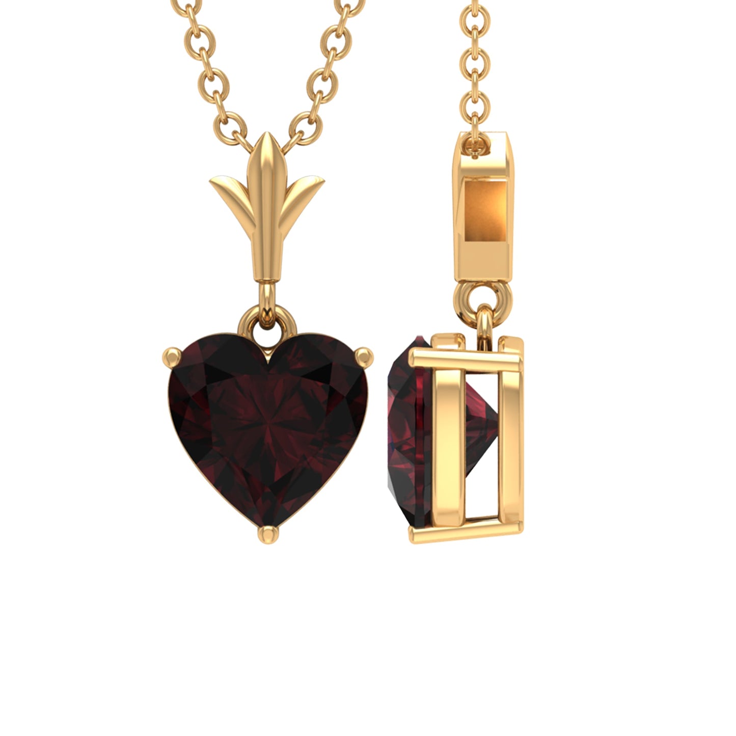 4 Carat Heart Shape Garnet Solitaire Pendant Necklace