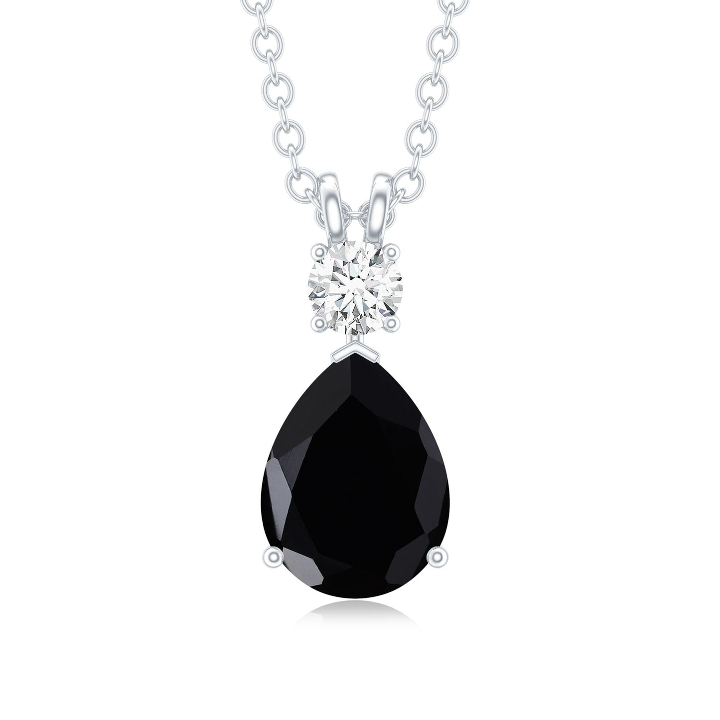 4.8 Carat Lab Created Black and White Diamond Teardrop Necklace