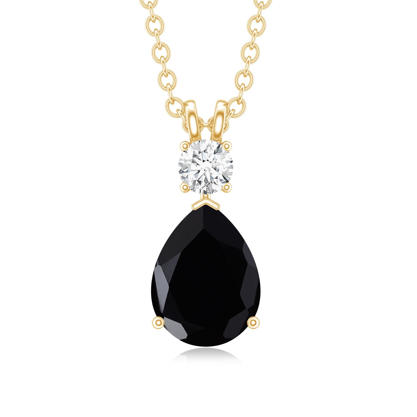 4.8 Carat Lab Created Black and White Diamond Teardrop Necklace
