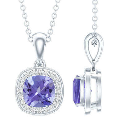 Real 1.2 Carat Tanzanite Bridal Necklace with Silver Chain