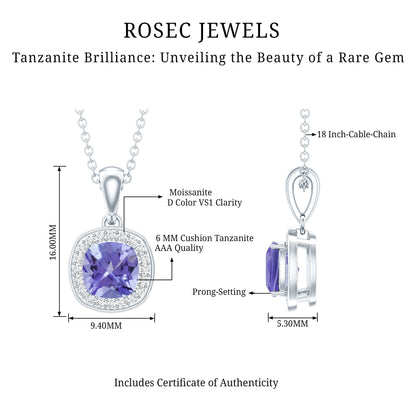 Real 1.2 Carat Tanzanite Bridal Necklace with Silver Chain