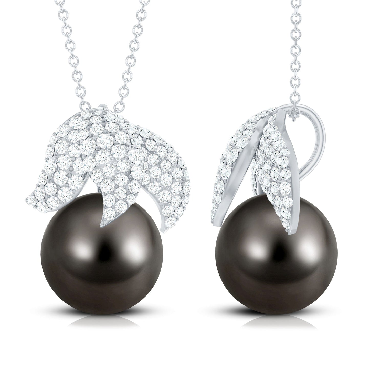 Handpicked 8 Carat Black Pearl and Diamond Necklace with Certificate