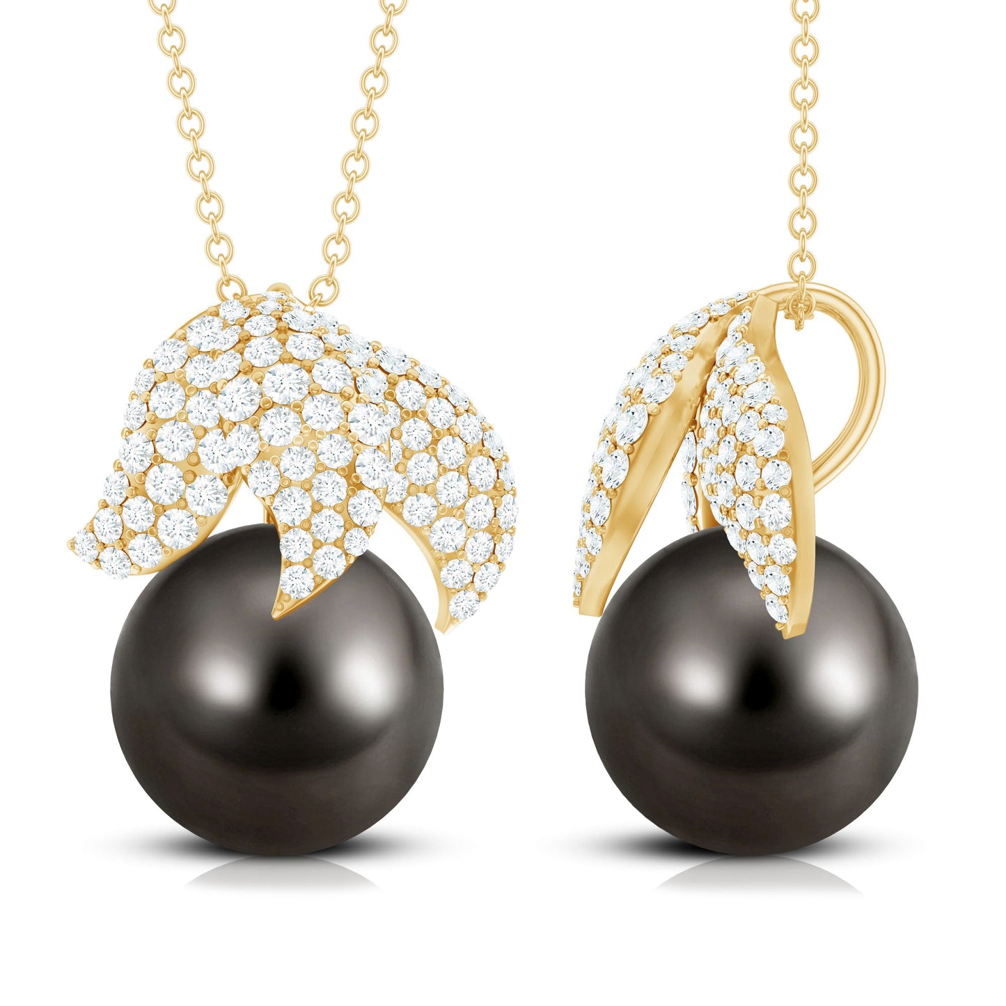 Handpicked 8 Carat Black Pearl and Diamond Necklace with Certificate