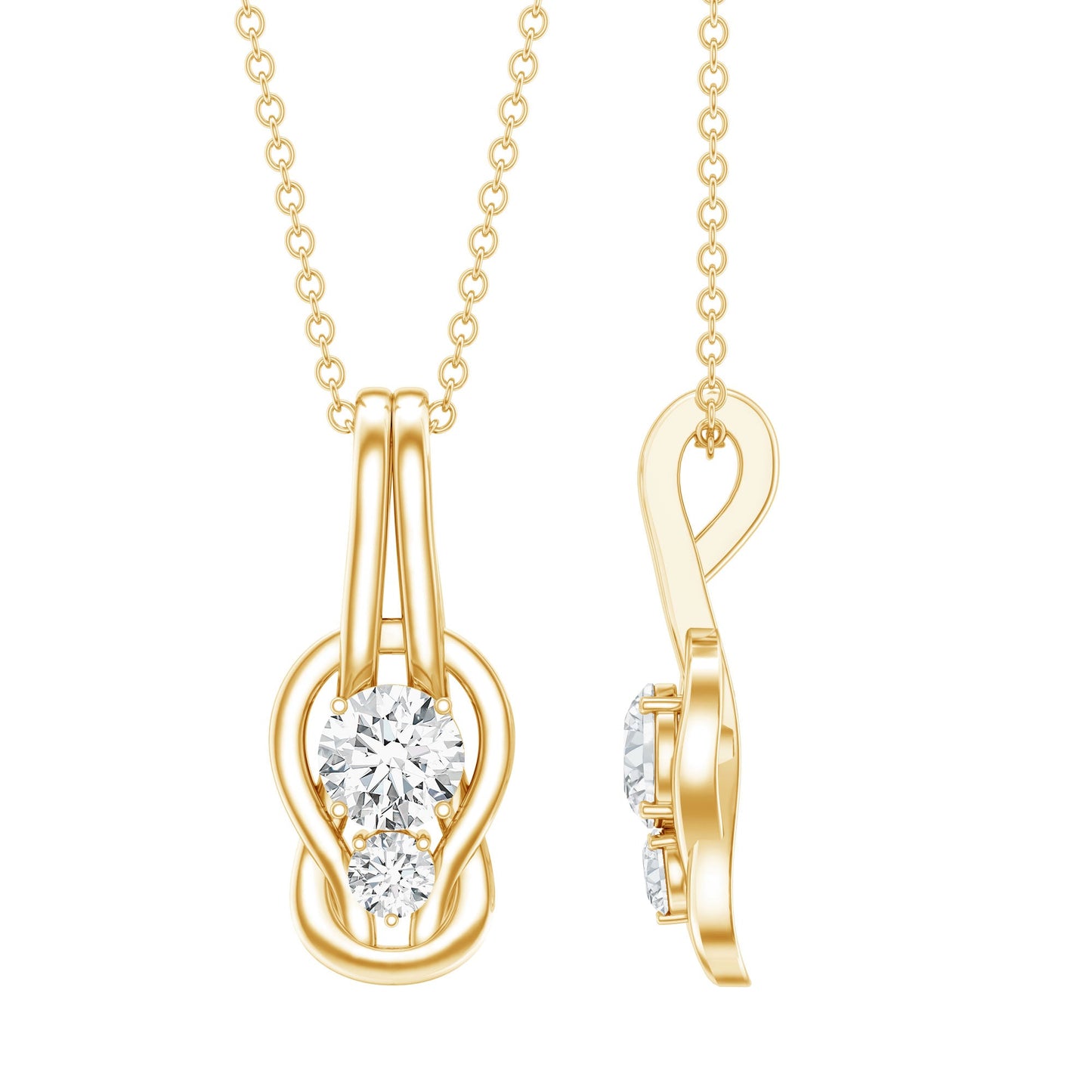 Certified Lab Grown Diamond Love Knot Pendant Necklace