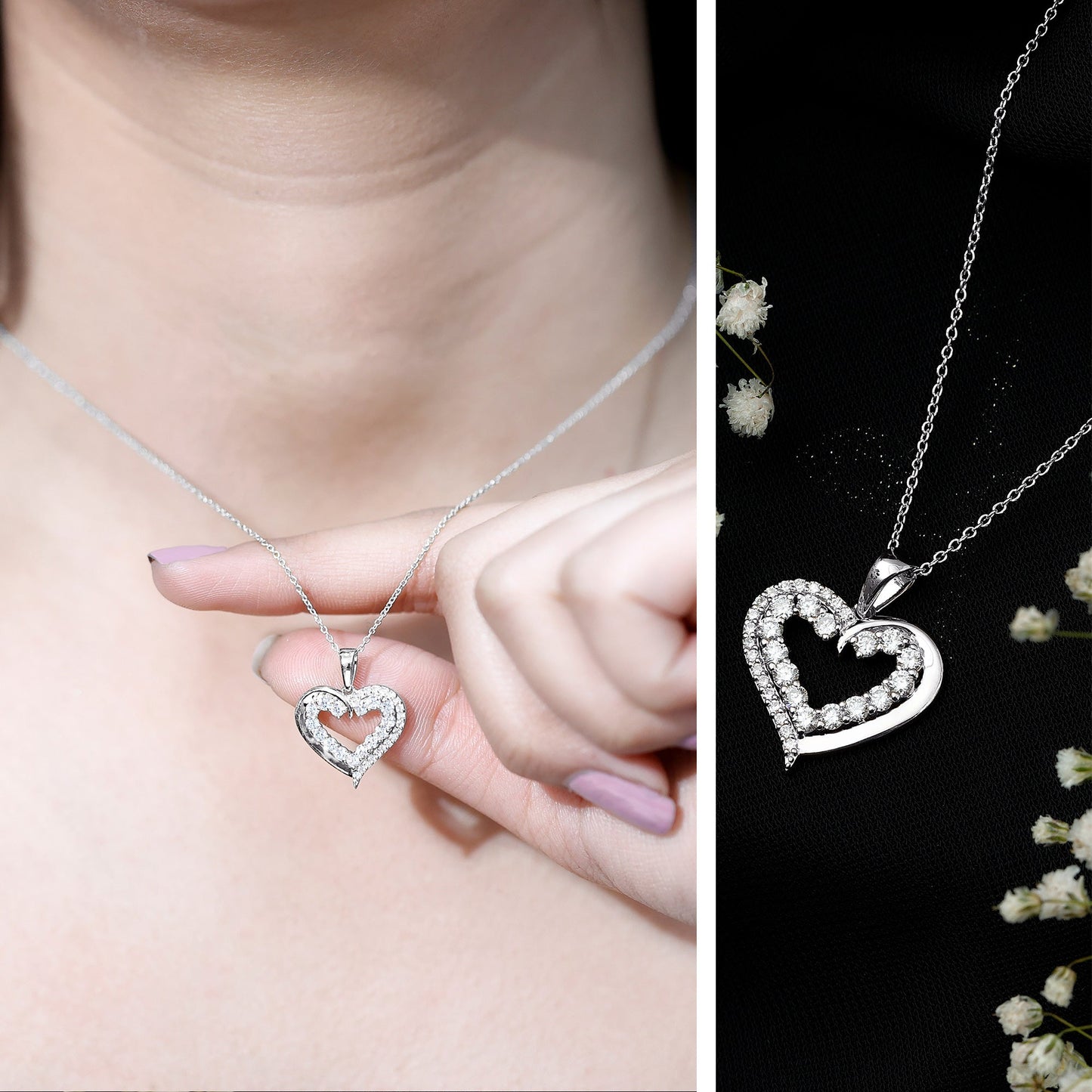 Certified Lab Grown Diamond Designer Heart Necklace For Women