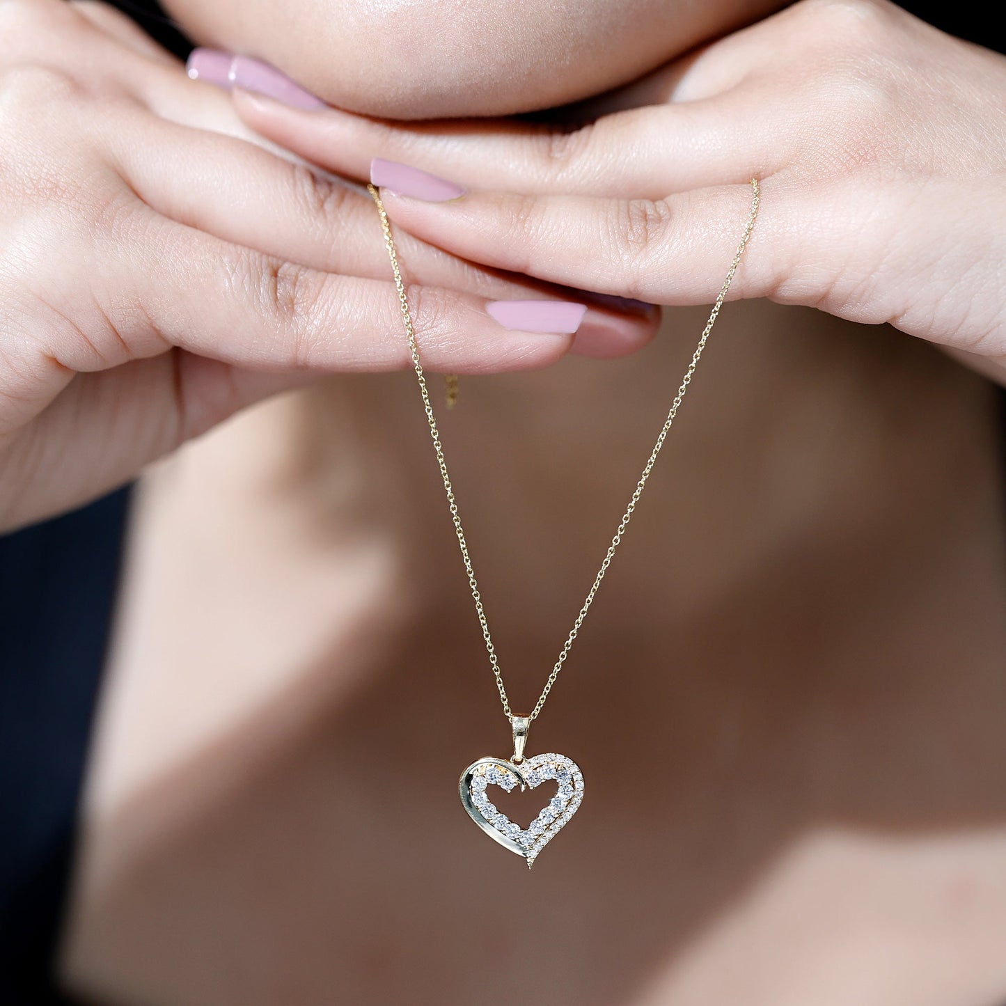 Certified Lab Grown Diamond Designer Heart Necklace For Women