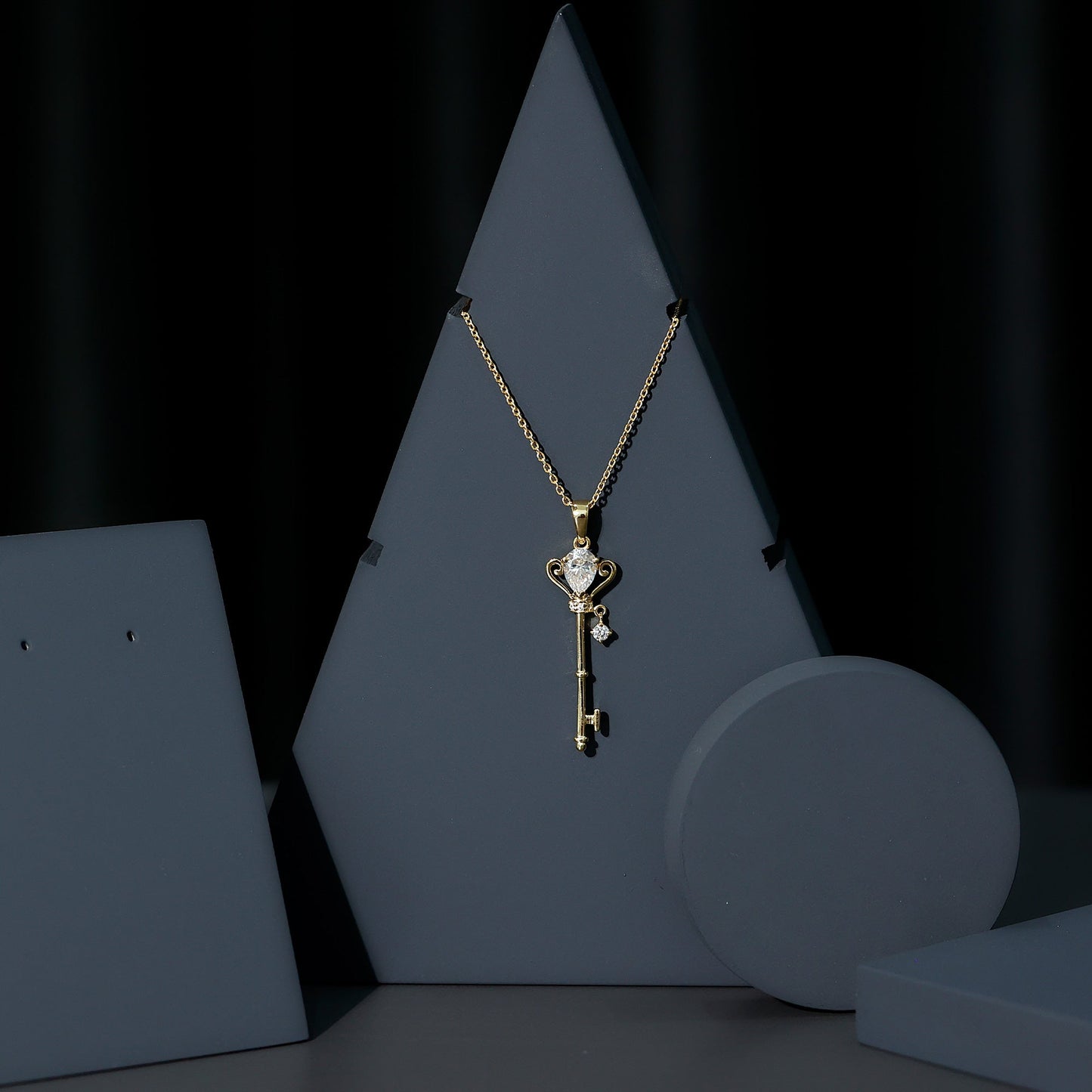 Certified Pear Shaped 0.6 Carat Lab Created Diamond Key Pendant