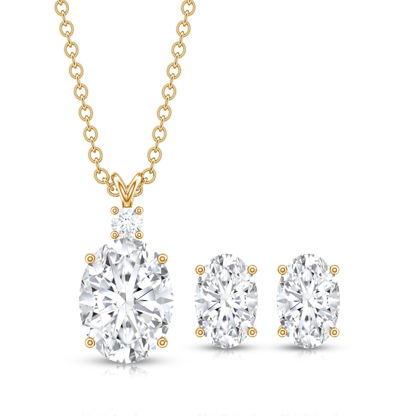 Certified Oval Shaped Lab Grown Diamond Bridal Jewelry Set