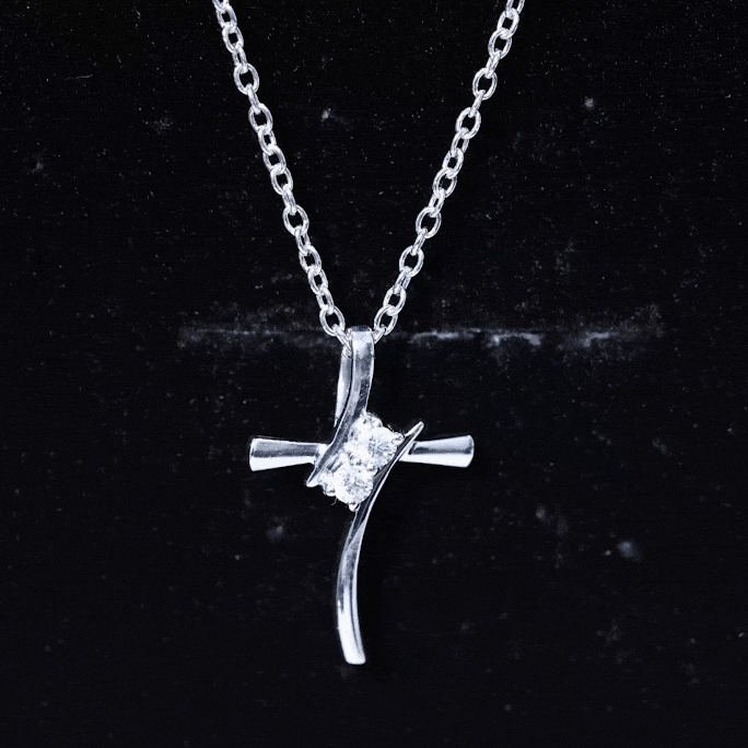 0.14 CT Lab Grown Diamond Cross Necklace (Hidden Bail)