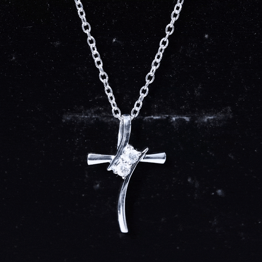 0.14 CT Lab Grown Diamond Cross Necklace (Hidden Bail)