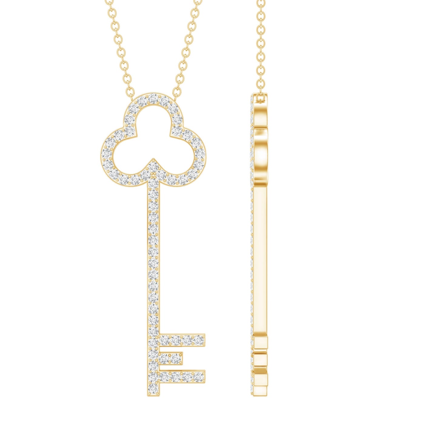 Certified Lab Grown Diamond Key Necklace For Women