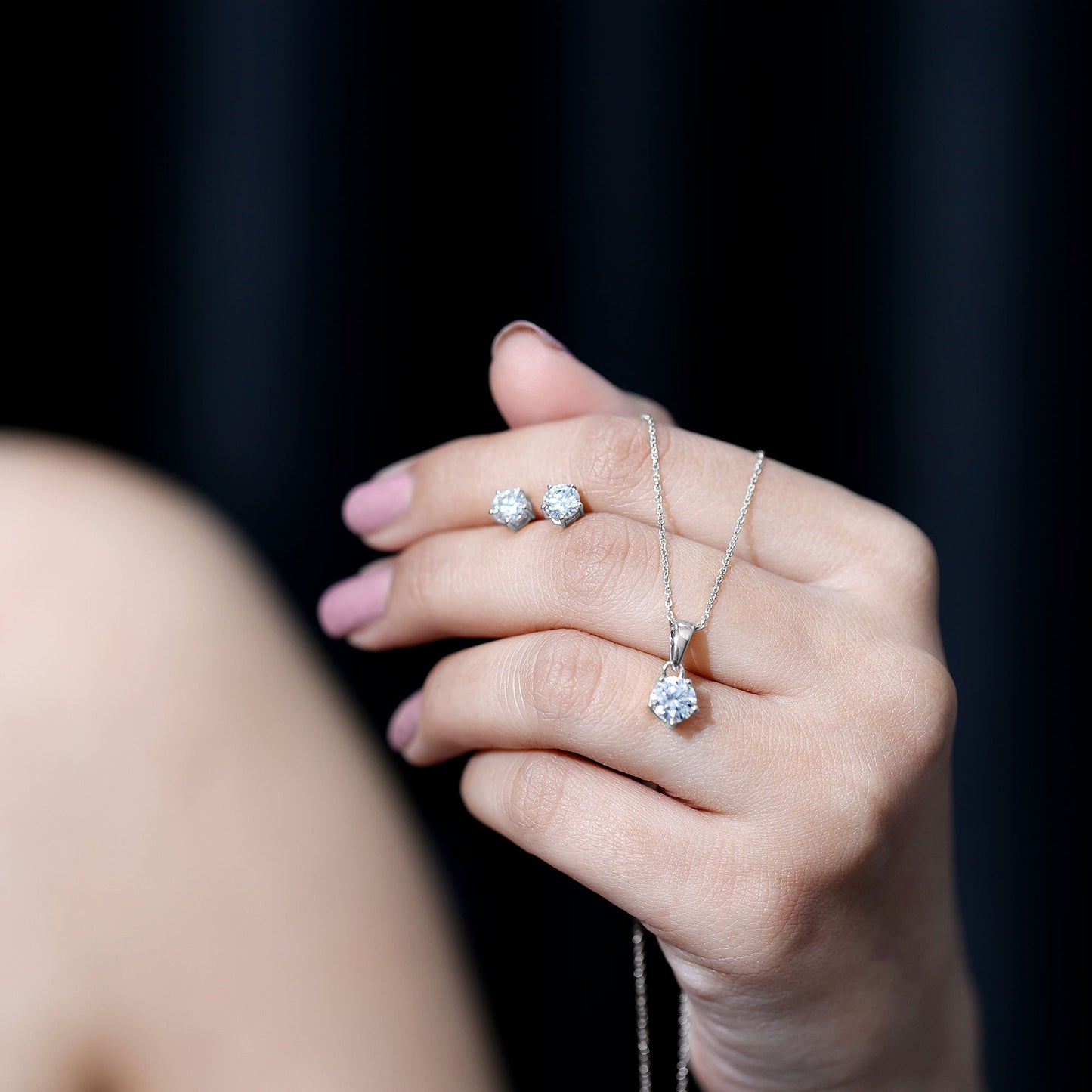 Certified Lab Grown Diamond Solitaire Necklace and Earrings Set